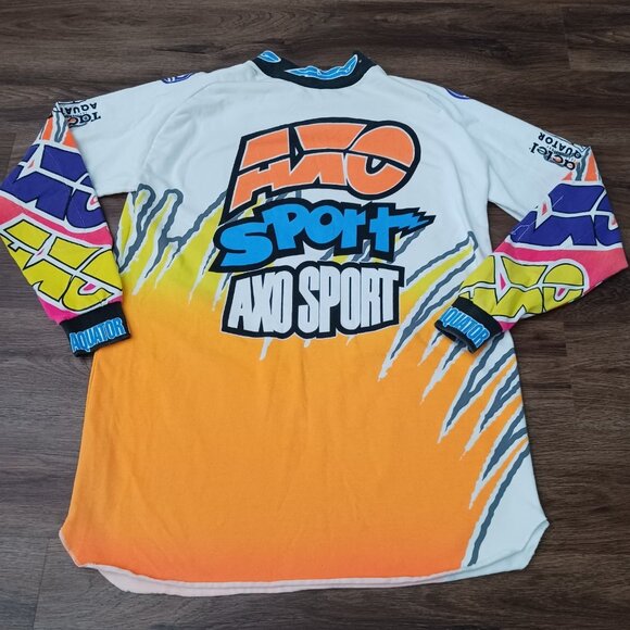Vintage 1993 Axo Power Sports Motocross MX Jersey Shirt Size Large Grafitti Neon - Picture 1 of 9